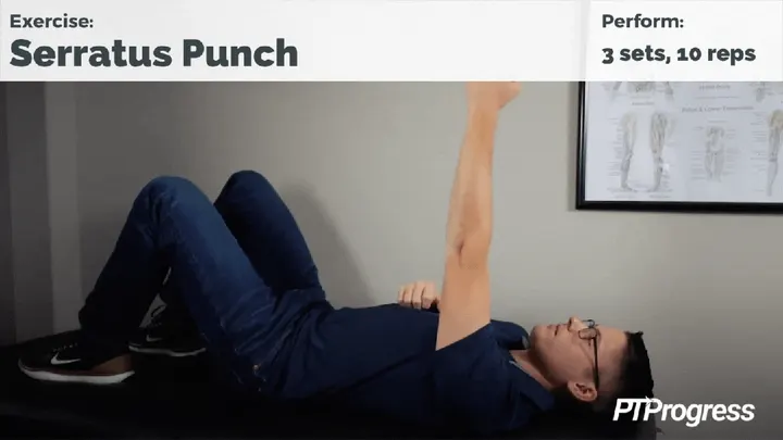 Supine shoulder punch exercise
